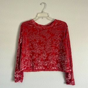 Agnes & Dora Velvet Burnout Pullover | Rose Floral Print
